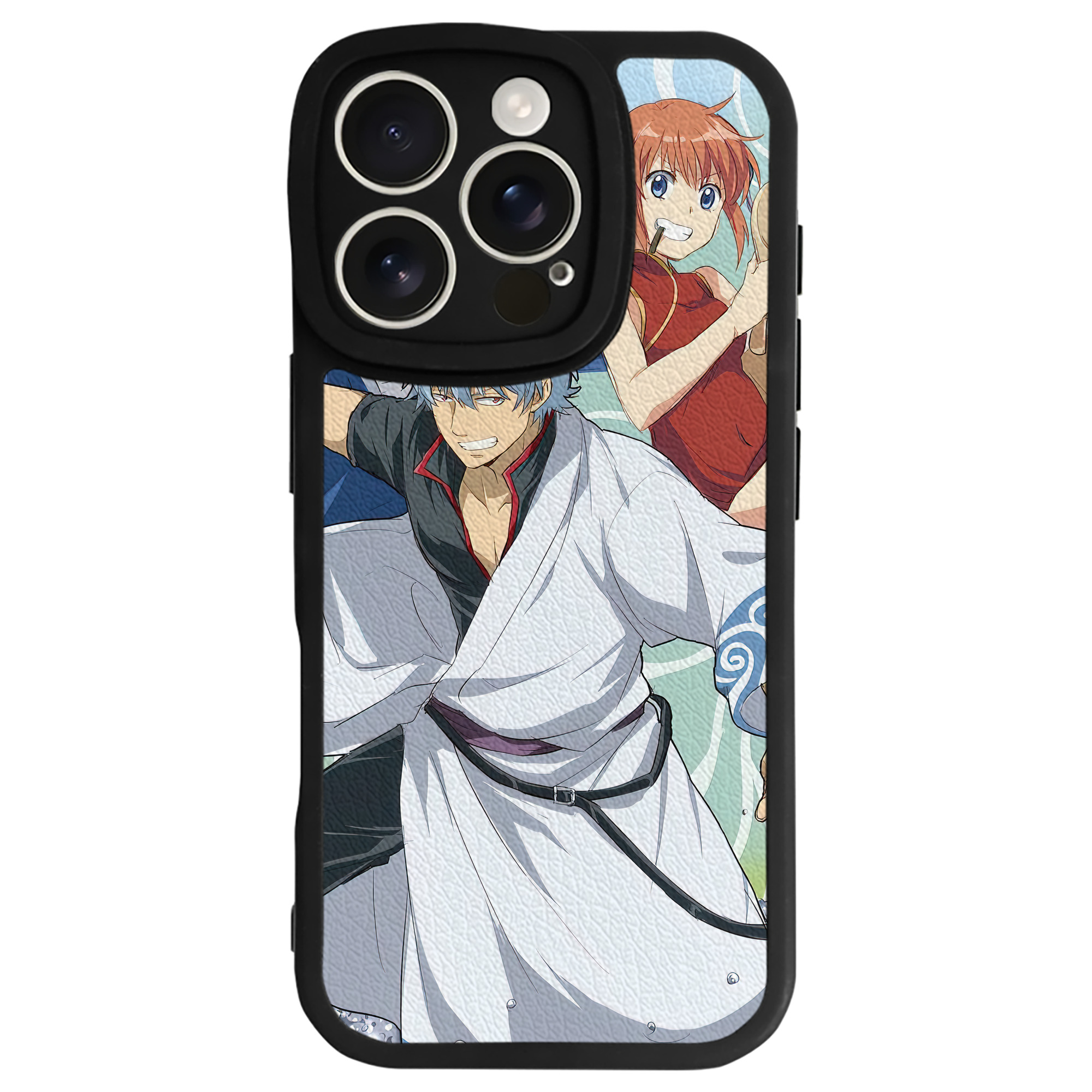 （画像用） ぎんたま 坂田銀時（さかたぎんとき） 神楽 志村新八（しむら しんぱち） GINTAMA Sakata Gintoki Kagura Shimura Shinpachi 【iPhone 16シリーズ対応】シリコンスマホケース（レザー調） 材質：シリコン
